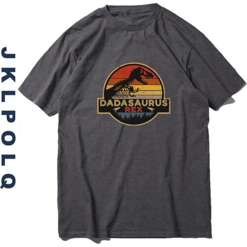 JKLPOLQ Oversized Men T-Shirt Anime Unisex Tops Vintage Dadasaurus Rex Dinosaur Printing Casual Tees Eu Size XS-3XL