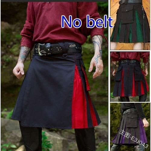 Mens Medieval Cosplay Costume Viking Pirate Bottom Skirt Pants Warrior Battle Suit Roman Horseman Dress Up Costume M-3XL