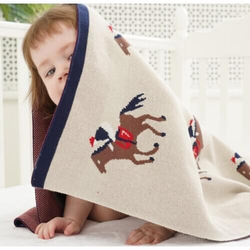 Soft Blanket Cotton Knitted Animal Pattern Thick Baby Blanket Kids Back Seat Cover Baby Deken Toddler Bedding Quilt 90X110cm