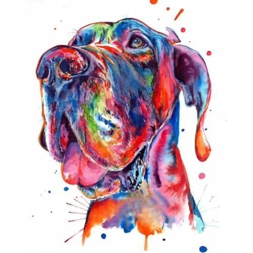 Yumeart 5D DIY Diamond Painting Watercolor Great Dane dog Diamond Embroidery Full Drill Square Animal Picture Of Rhinestone Kits