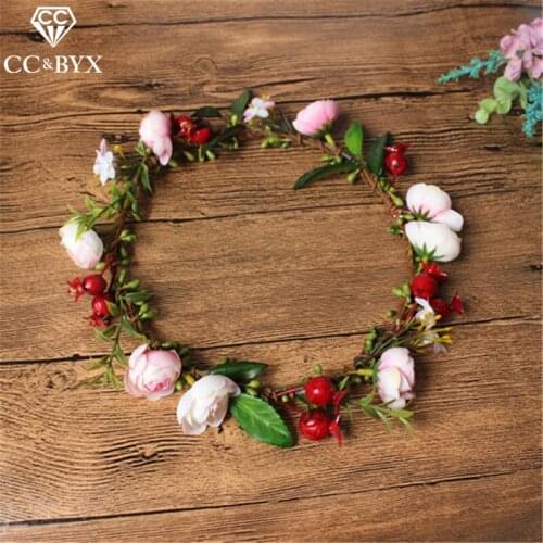 CC Garland Crowns Tiaras Hairbands Rose Flower Wedding Hair Accessories For Bridal Seaside Beach Jewelry 100% Handmade DIY mq010