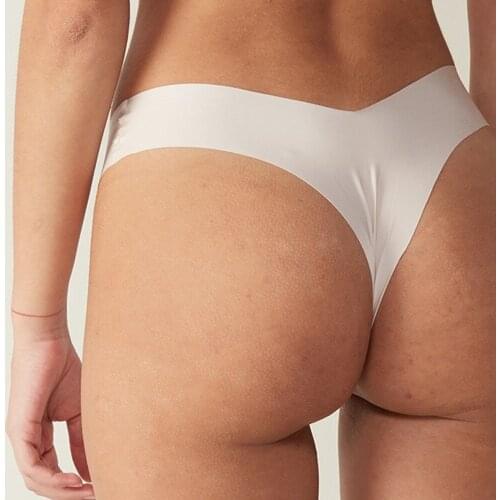 Solid Seamless Panties For Women Ice Silk T-back G-string Sexy Women Thongs Female Underwear Solid Large Size Womens Lingerie