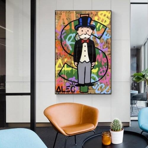 Poster Exclusive Dollar Sign Graffiti Art Painting on Wall and Prints Modern Mural Picture Living Room Home Decor