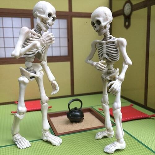 Movable Mr. Bones Skeleton Human Model Skull Full Body Mini Figure Toy Halloween F3ME