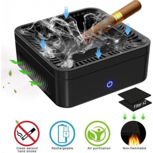 Portable 4-Layer Filtration Smokeless Ashtray Secondhand Smoke Air Filter Purifier Ashtrays Usb Rechargeable