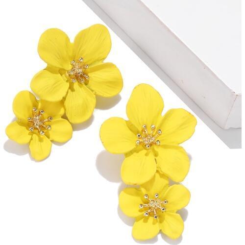 Simple Design Cute Flower Stud Earrings Colorful Spray Paint Effect Creative 2020 Statement Earring For Women Jewerly Gifts