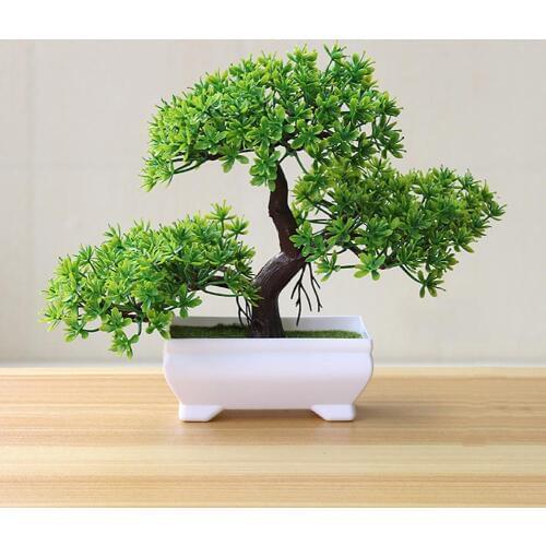 Realistic Artificial Green Pot Welcoming Pine Emulate Bonsai Simulation Artificial Potted Plant Ornament Home Decoration