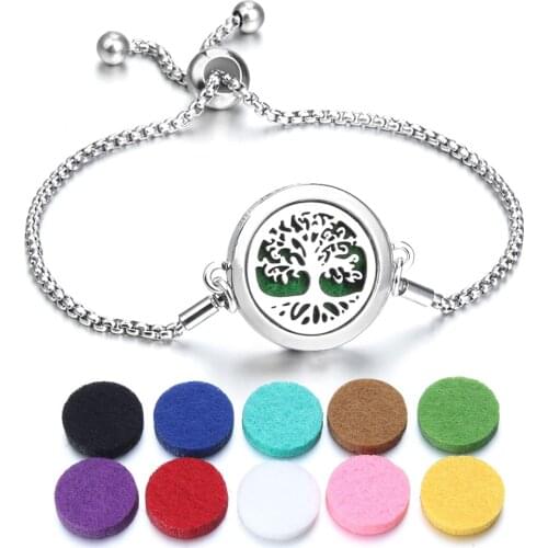Adjustable Perfume Essential Oil Diffuser Locket Bracelet Zinc Alloy Stainless Steel Bangle Magnetic Aromatherapy Bracelet