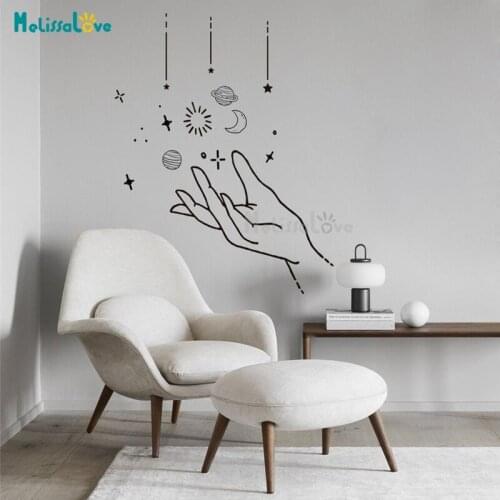 Hand Of God And Planets Kids Room Nursery Playroom Decal Inspiring Creation Doodles Removable Vinyl Wall Sticker BD481