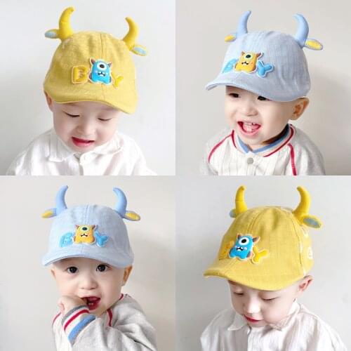 1-3 years old child sun toddler cute baby baby girl boy hat spring newborn photography props baseball horn hat