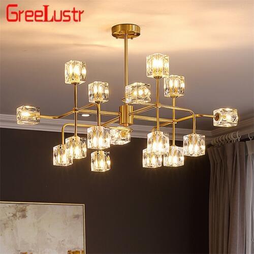 Post-Modern Copper Crystal Ball Led chandeliers Light Artistic Branches Crystal Chandeliers G9 led Living Roon Light Fixture