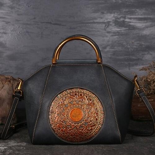 Womens Bag Ladies Bags Designer Bolsos Mujer Chinese Style Genuine Leather Women Handbags Handmade Female Shoulder Bag Luxury