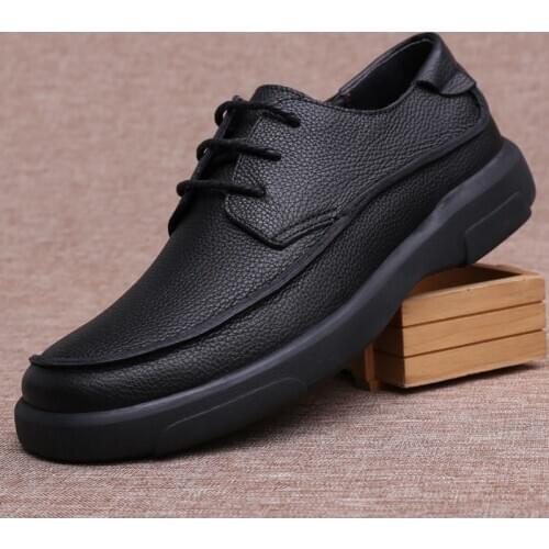 Brand Men Casual Genuine Leather Shoes Thick Soft Bottom Wear-Resistant Business Shoes Breathable Handmade Comfortable Flats