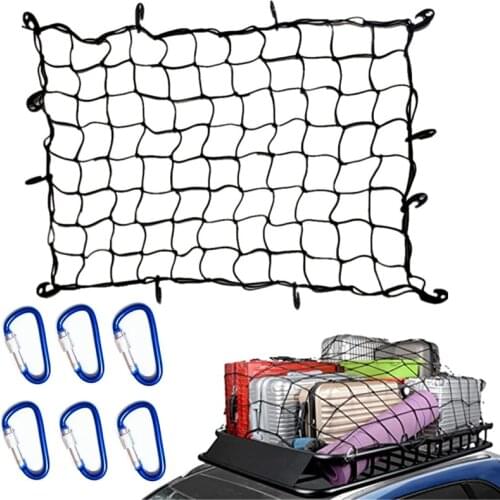 Universal 120x90CM Rooftop Cargo Luggage Storage Trunk Elastic Mesh Organizer Net With Hooks For Car SUV Pickup AVT