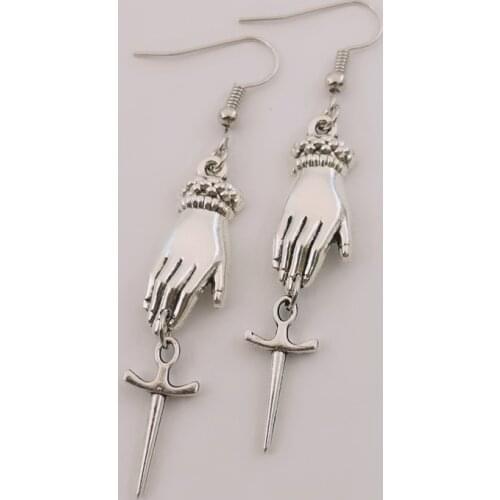 Witchy Victorian Hand Earrings-Occult-gothic-hands-Dagger-athame-Knife-goth-blade-lady Hands 2020 New