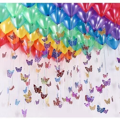 Birthday Festival Party Balloon Wedding Decoration Package Rain Silk Butterfly Love Heart Multicolor Pendant 50pcs/bag Supplies