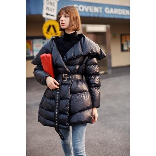 Black Puffer Duck Jackets Women 2020 New Arrival Winter Warm Thick Runway Brand Fashion Long Down Parka Lady Coat Outerwear