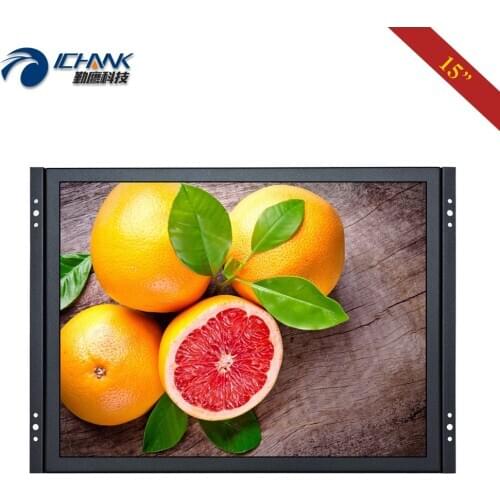 ZK150TN-59/15" inch 1024x768 HDMI VGA Metal Shell Embedded Open Frame Power On Boot Remote Control PC Monitor LCD Screen Display