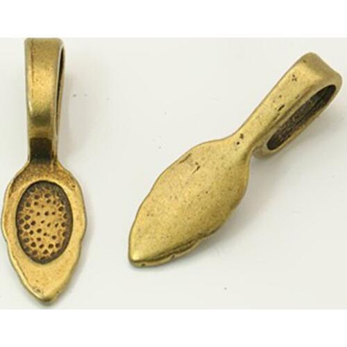 1kg (Approx 900pcs) 26x8x7mm Antique Bronze Tibetan Style Pendants Bails Glue-on Flat Pad Bail for Necklace Pendants Accessories
