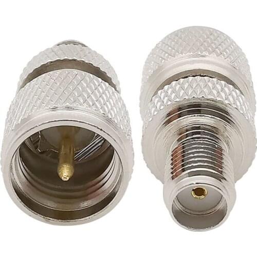 1Pcs SMA Female Jack to Mini UHF Male Plug Nickel plated Straight RF Coaxial Adapter SMA to UHF Connector