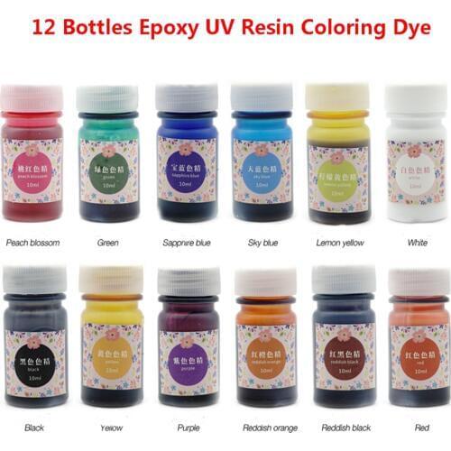 12 Bottles Epoxy UV Resin Coloring Dye Colorant Resin Pigment Art Craft