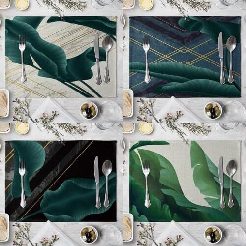 Kitchen Accessoriess Leaf Pattern Dining Table Placemat European-style Placemat Kitchenware Western Coaster Dropship Top