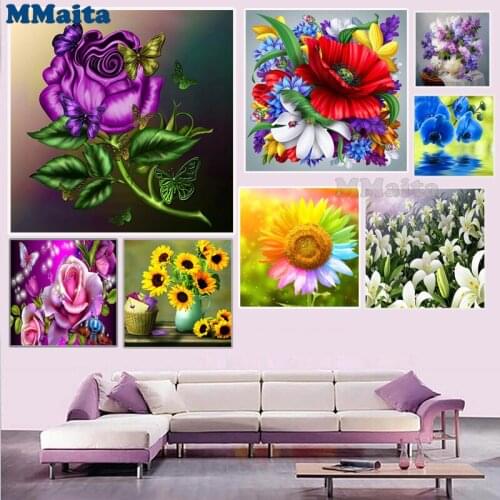 Purple Rose Flower 5D Diamond Painting Cross Stitch Kits Embroidery DIY Painting Home Decoration Painting Craft GG5543