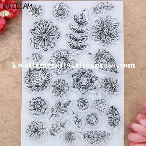 Flowers Leaves Scrapbook DIY photo cards rubber stamp clear stamp transparent stamp 10x15cm KW8120112