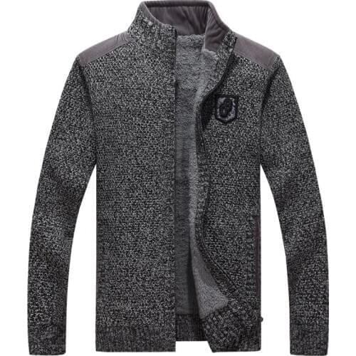 ICPANS High Quality Men Sweaters With Zippers Thick Fleece Warm Black Casual Winter Men Cardigan Wool 2019 Big Size XXXL