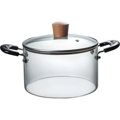 Soup Pot Health Pot Kitchen Fire Explosion Proof Transparent Glass Pot Double Handle High Borosilicate Glass Pot