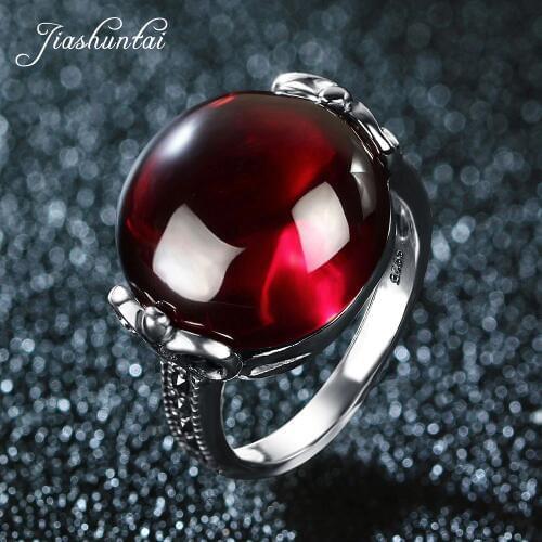 JIASHUNTAI Retro 100% 925 Sterling Silver Ring For Women Vintage Natural Stones Rings Female Thai Silver Jewelry