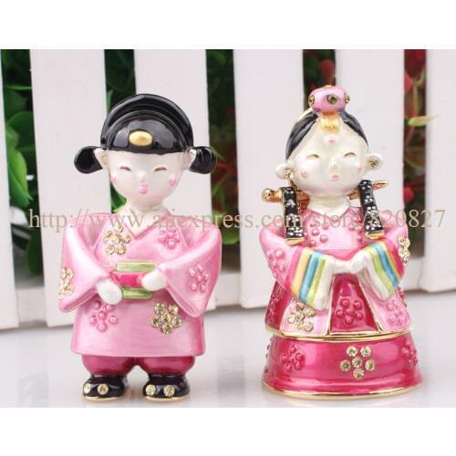 Wedding couple treasure keepsake box Happiness Couple Trinket Box Holder Wedding Couple Ornament Gift Trinket Box (Pack of 2)