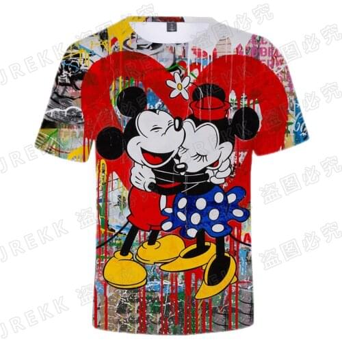 Summer Disney Cartoon Anime Mickey Mouse Printed 3D T-shirt Men Women Children Cool Streetwear Cool Boy Girl Kids Tops Tee Shirt