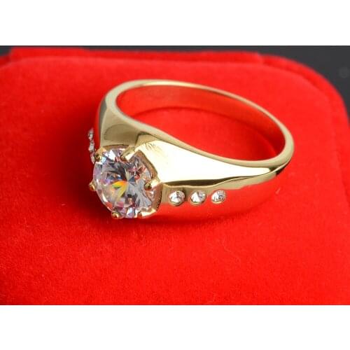 Material: Stainless Steel Classic Engagement Ring AAA White Cubic Zircon Super Flash Rhinestone Wedding Band CZ Jewelry
