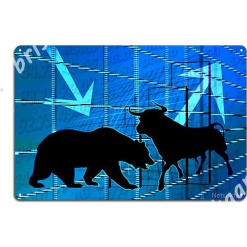Bull Bear Stock Market Bull Market Stock Market Stocks Metal Signs Club Home pub Garage Classic Wall Decor Tin sign Posters