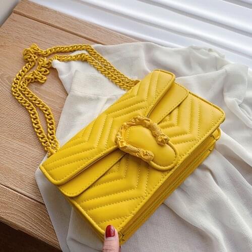 2021New PU Leather Simple Messenger Bag Small Bag Female Bag Candy Color One-shoulder Chain Bag Bacchus Bag Messenger Female Bag