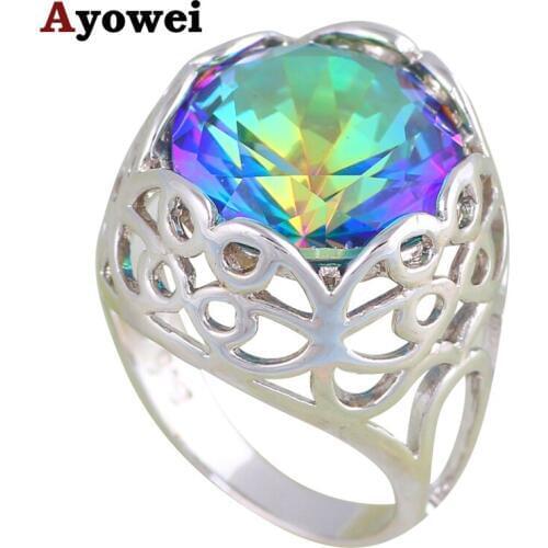 New Arrival Chirstmas Gifts Colorful Zirconia Crystal Silver plated Fashion Jewelry Rings USA size #6 #7 #8 #9 JR2136A