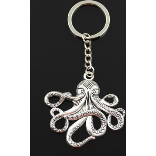 New Fashion Keychain 59x57mm Octopus Pendants DIY Men Jewelry Car Key Chain Ring Holder Souvenir For Gift