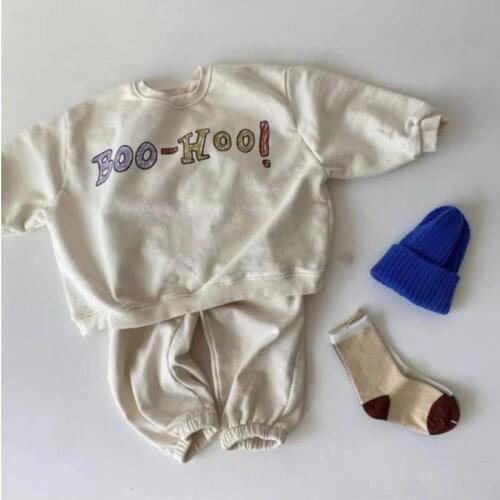 Autumn Baby Sweatshirt Set Infant Casual Pants Cute Letter Print Tops + Pants Children 2pcs Suit Boys And Girls Long Sleeve Set