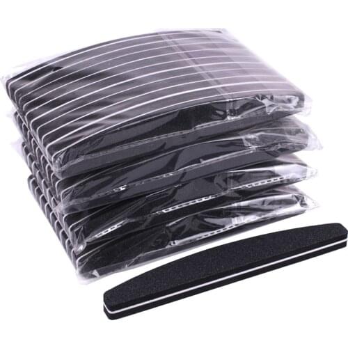 50Pcs Black Sponge Sandpaper Nail File 100/180 Boat Nail Buffer Block Washable Sanding Blcok Pedicure Professional Nail Art Tool