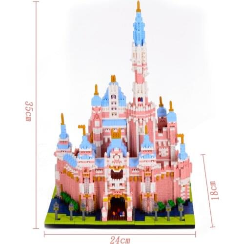 Pink Dream Castle 4708pcs Worlds Famous Architecture Urban Street View Diamond Building Blocks Bricks Toys For Girls Friends