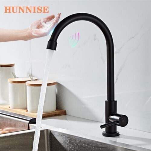 Touch Cold Kitchen Faucet Black Bronze Kitchen Sink Mixer Tap Single Cold Sensor Kitchen Mixer Faucet Smart Touch Faucets