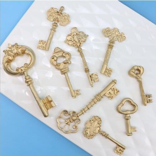 Retro key fondant silicone mold variety of key lock cake decoration creative diy baking chocolate mold