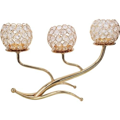 Modern Candle Holder 3-Arm Candelabra Elegant Wedding Party Desktop Tealight Holder Buffet Cabinet Decoration