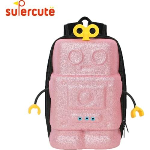 SUPERCUTE cool Robot shaped bags for children Age 3-8 Years 3D cartoon Lightweight anti-lost kids backpack girls boys kids bag