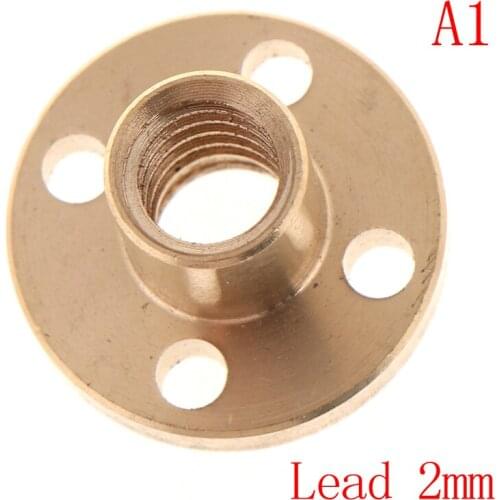 T8 Trapezoidal Nuts 8mm Part Copper Screws For Stepper Motor Lead Screw Diameter 10mm Pitch 2mm Brass 3D Printers Parts Guide