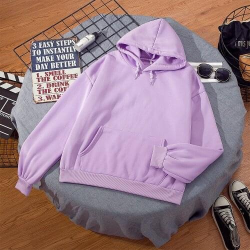 Harajuku Oversized Hoodies Women Kpop Solid Color Hooded Tops Women Men Sweatshirt Girls Long Sleeve Winter Fleece Streetwear