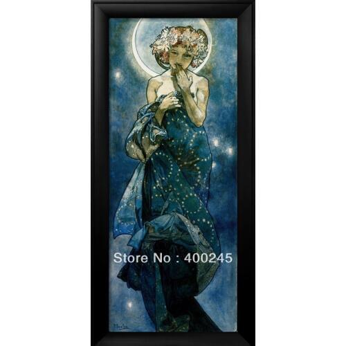 High quality Alphonse Mucha oil painting for sale The Moon decorative woman art on canvas 100% hand painted free shipping
