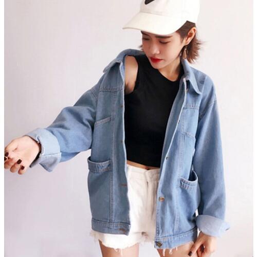 Denim Jacket Coat 2018 spring Autumn Long sleeve Denim Jacket Women Plus Size Jeans Jacket Women 4 pockets cowboy jacket QH1183