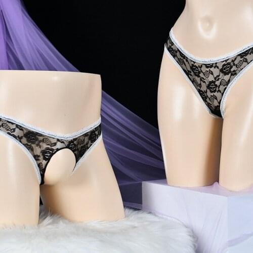 Womens Lace Crotchless Panties Underwear Appeal Clothing Open Crotch G-String Erotic Hot Briefs Transparent Thong Sexy Lingerie